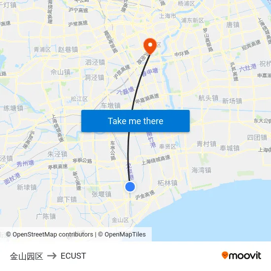 金山园区 to ECUST map