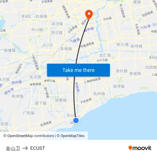 金山卫 to ECUST map