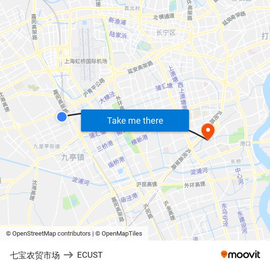 七宝农贸市场 to ECUST map