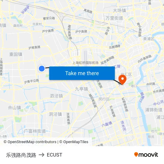 乐强路尚茂路 to ECUST map