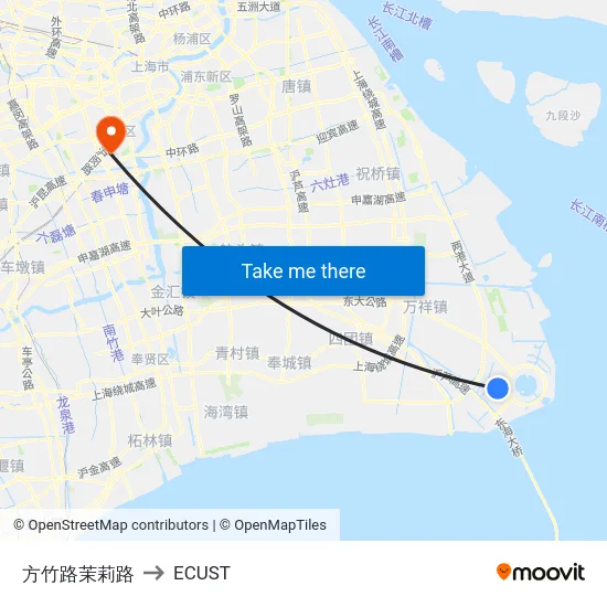 方竹路茉莉路 to ECUST map