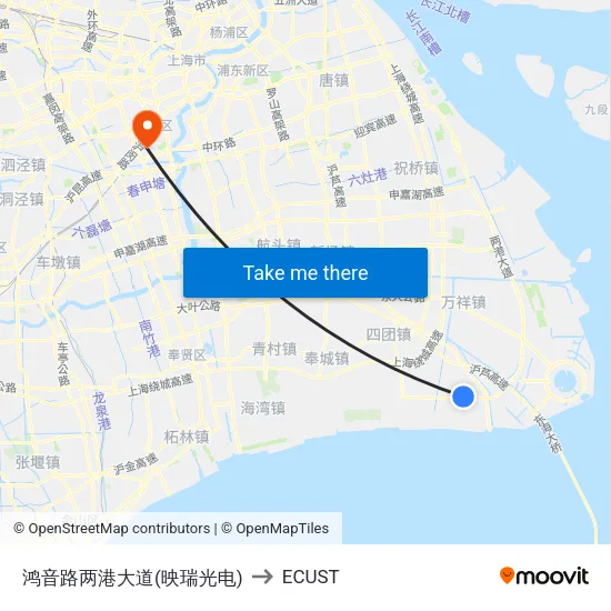 Hongyin Road - Lianggang Avenue (Yingrui Photoelectric) to ECUST map