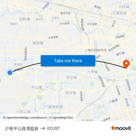 Huqingping Road Caoying Road to ECUST map