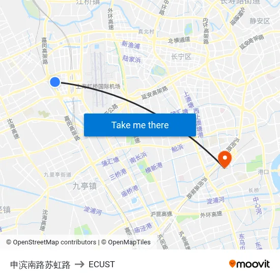 Shenbin South Road & Suhong Road to ECUST map
