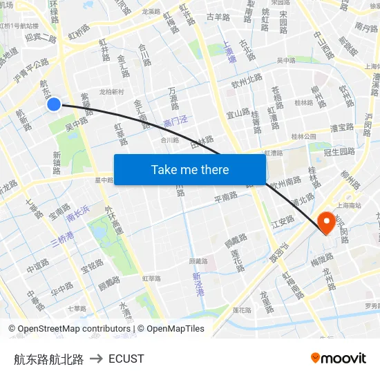 航东路航北路 to ECUST map