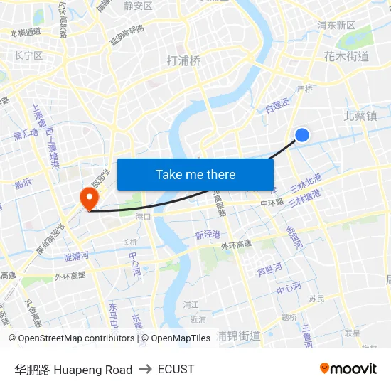 Huapeng Road to ECUST map