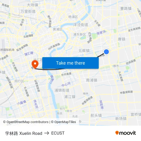 学林路 Xuelin Road to ECUST map