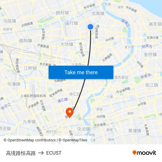 Gaojing Road - Henggao Road to ECUST map