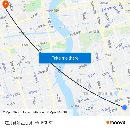 江月路浦星公路 to ECUST map