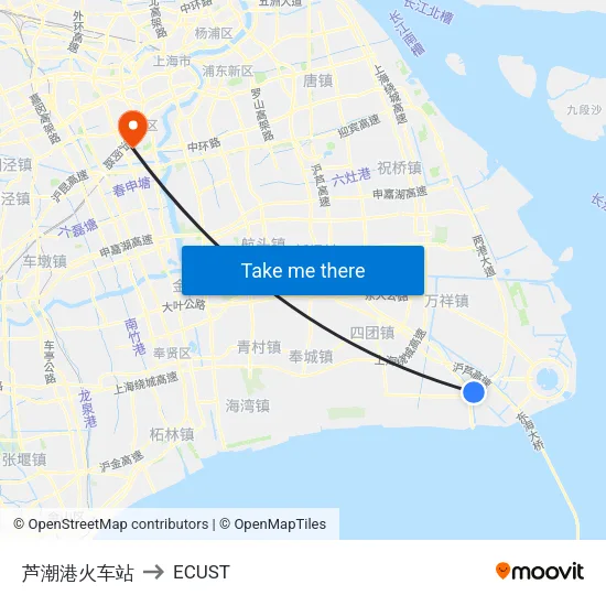 Luchaogang Railway Station to ECUST map