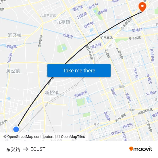 东兴路 to ECUST map