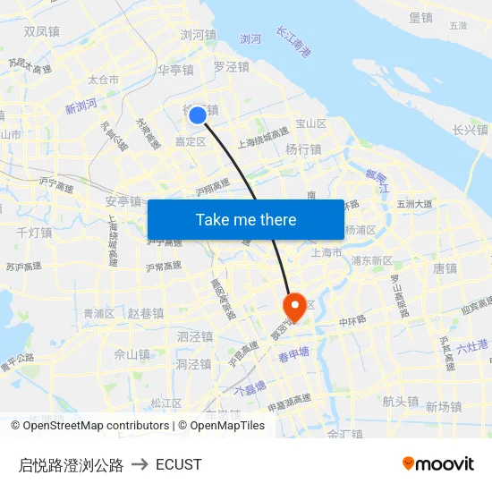 Qiyue Road & Chengliu Highway to ECUST map
