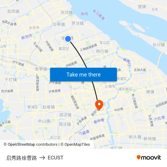 Qixiu Road & Xucao Road to ECUST map