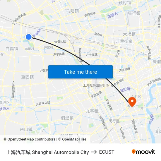 上海汽车城 Shanghai Automobile City to ECUST map