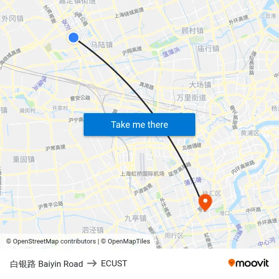 Baiyin Road to ECUST map