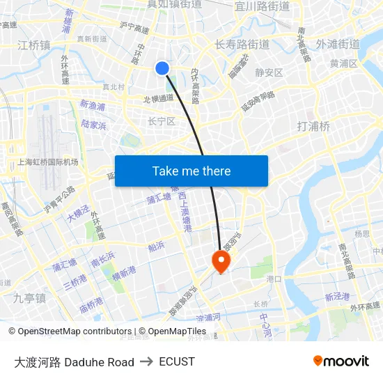 大渡河路 Daduhe Road to ECUST map