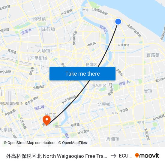 外高桥保税区北 North Waigaoqiao Free Trade Zone to ECUST map