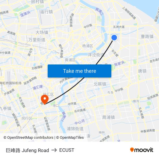 巨峰路 Jufeng Road to ECUST map