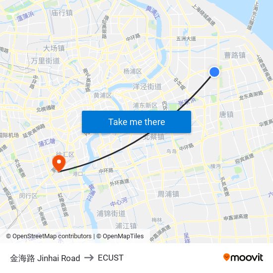 金海路 Jinhai Road to ECUST map