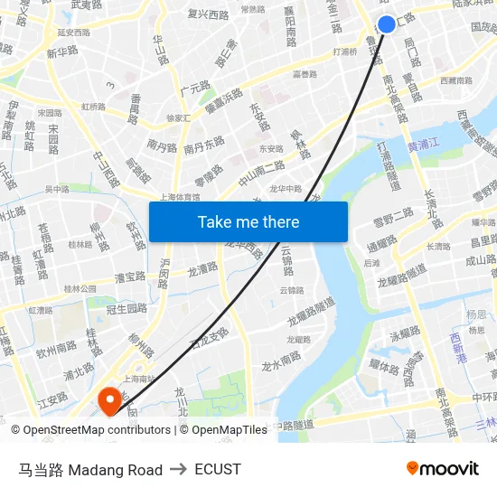 Madang Road to ECUST map