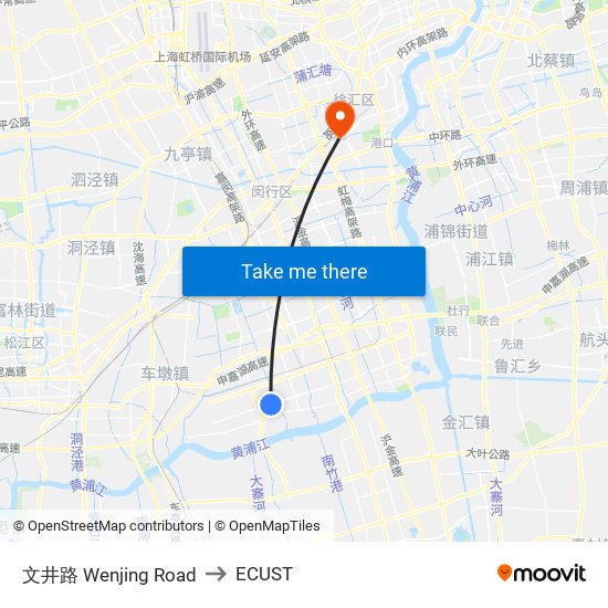 文井路 Wenjing Road to ECUST map
