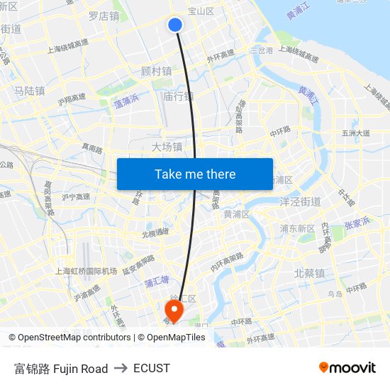 富锦路 Fujin Road to ECUST map