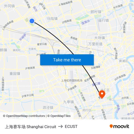 上海赛车场 Shanghai Circuit to ECUST map