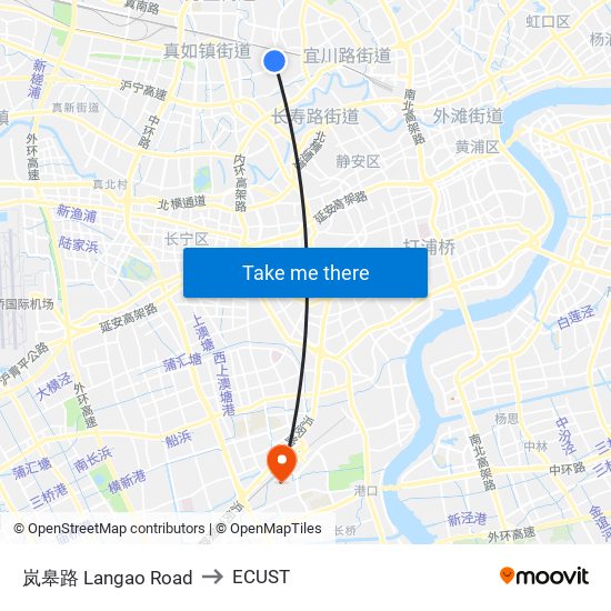 岚皋路 Langao Road to ECUST map