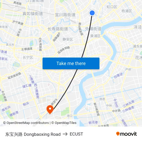 东宝兴路 Dongbaoxing Road to ECUST map