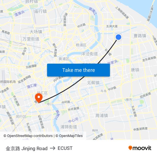 金京路 Jinjing Road to ECUST map