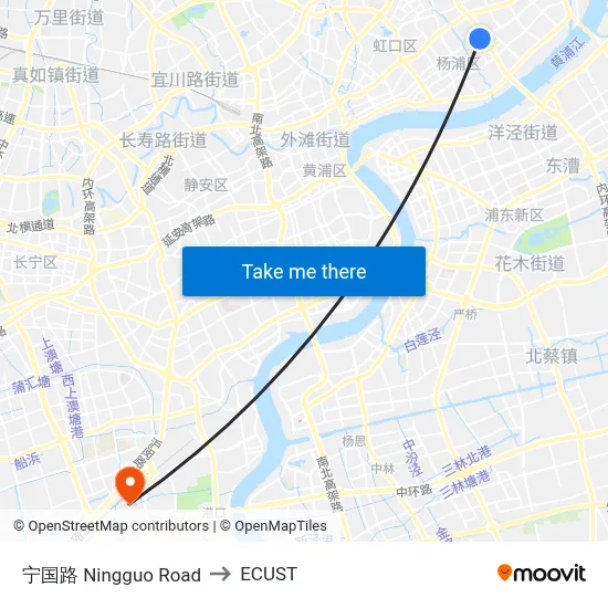 Ningguo Road to ECUST map