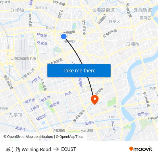 威宁路 Weining Road to ECUST map