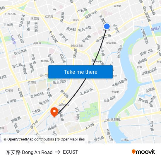 东安路 Dong'An Road to ECUST map