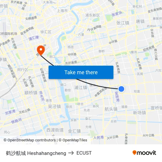 Heshahangcheng to ECUST map