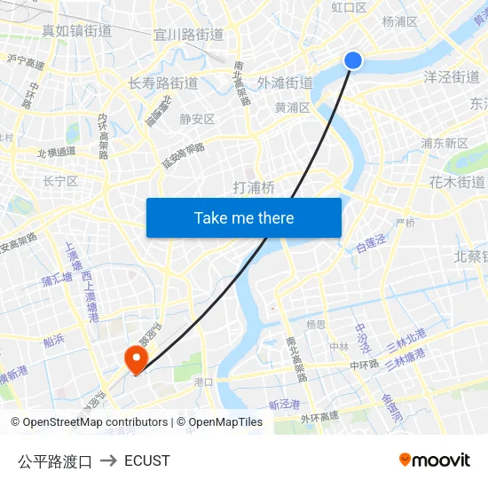 Gongping Road Ferry to ECUST map