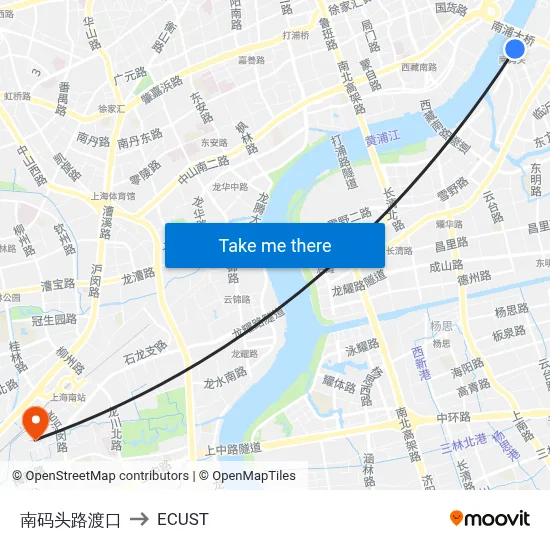 Nanmatou Road Ferry to ECUST map