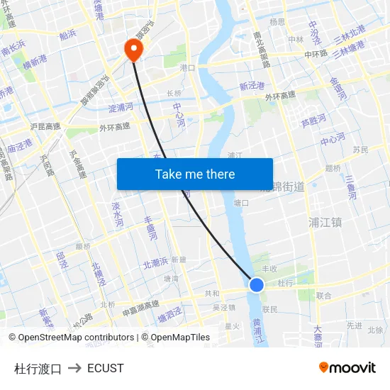 Duxing Ferry to ECUST map