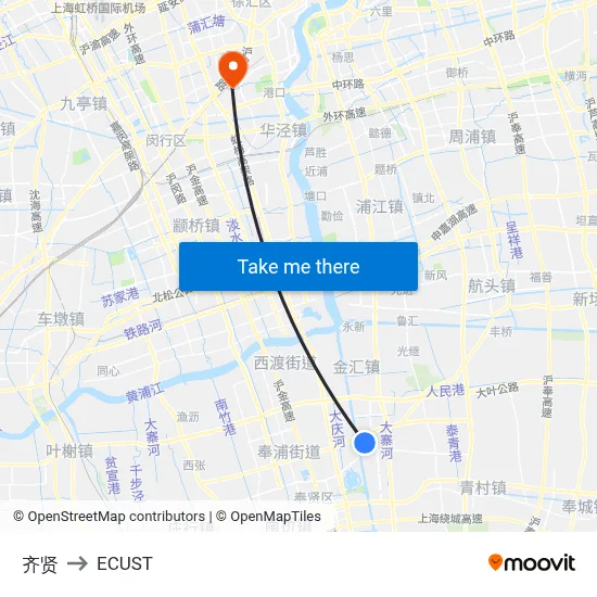 Qi Xian to ECUST map