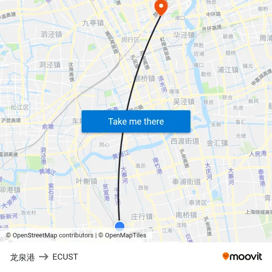 Longquan Port to ECUST map