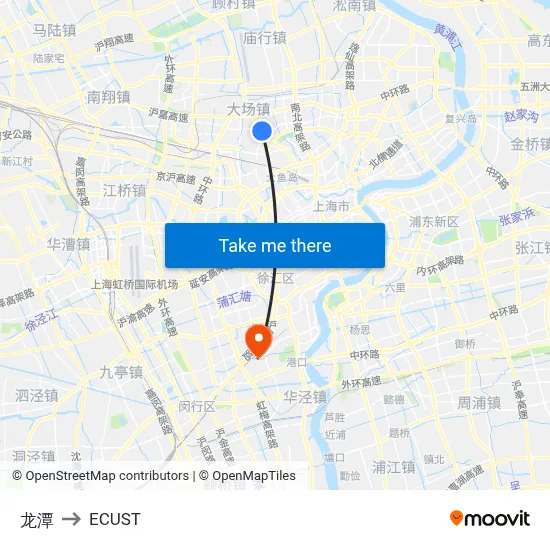 Longtan to ECUST map