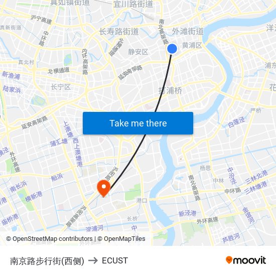 南京路步行街(西侧) to ECUST map