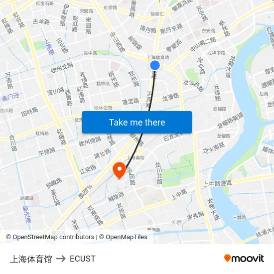 上海体育馆 to ECUST map