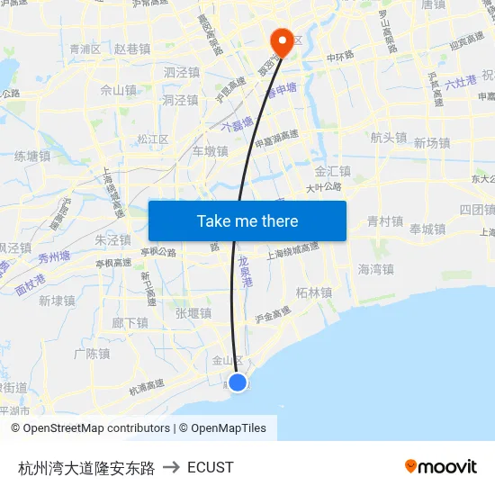 Hangzhou Bay Avenue & Longan East Road to ECUST map