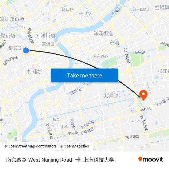 南京西路  West Nanjing Road to 上海科技大学 map