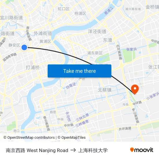 南京西路  West Nanjing Road to 上海科技大学 map