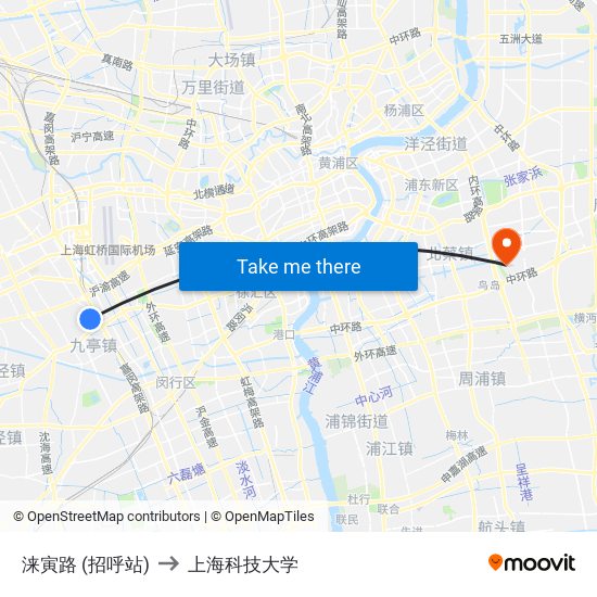 涞寅路 (招呼站) to 上海科技大学 map