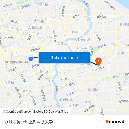 水城南路 to 上海科技大学 map