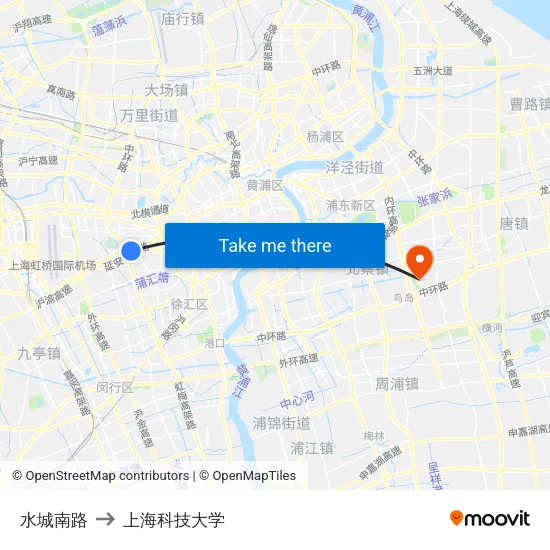 水城南路 to 上海科技大学 map