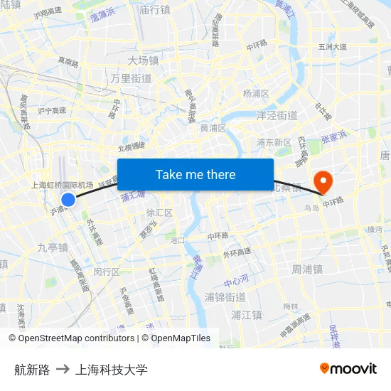 航新路 to 上海科技大学 map