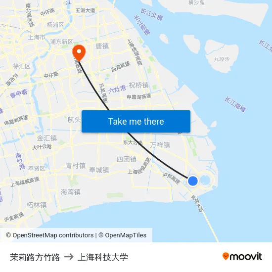 茉莉路方竹路 to 上海科技大学 map